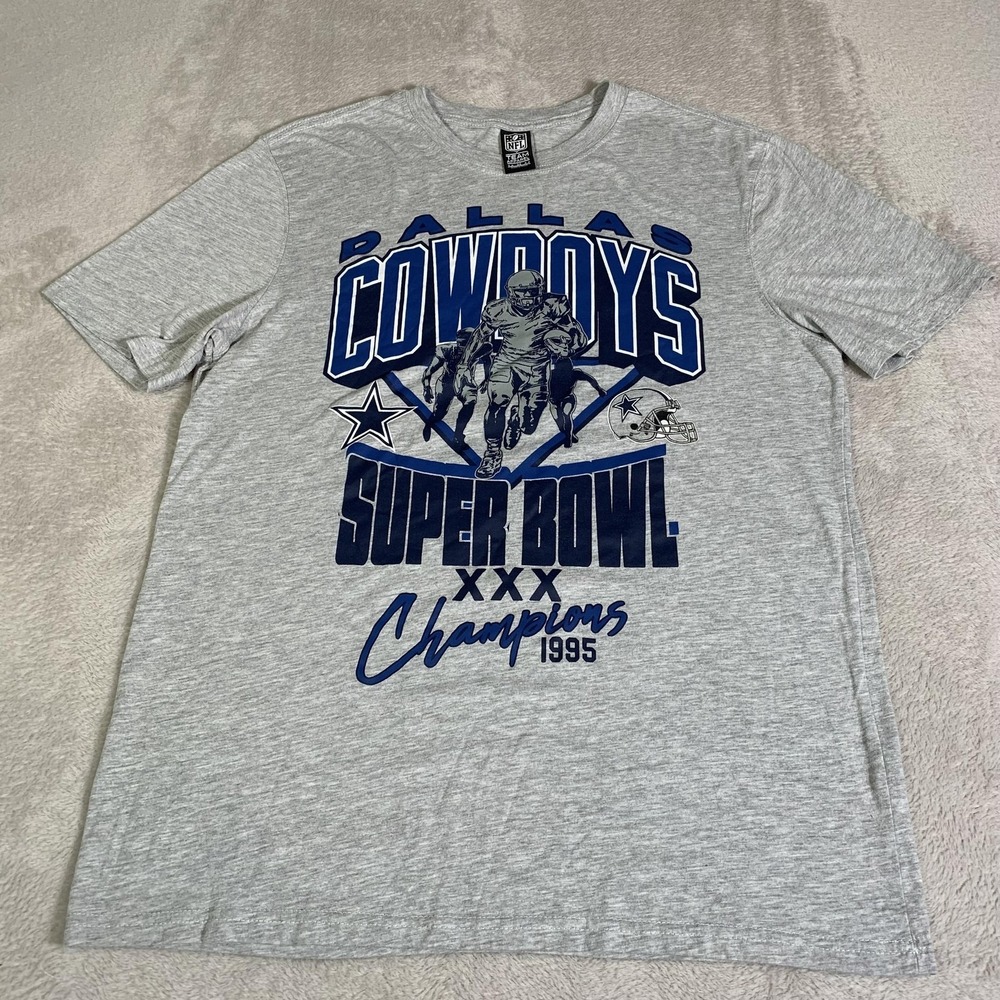 Dallas Cowboys Shirt Mens Medium Gray NFL Football Team Apparel Super Bowl XXX